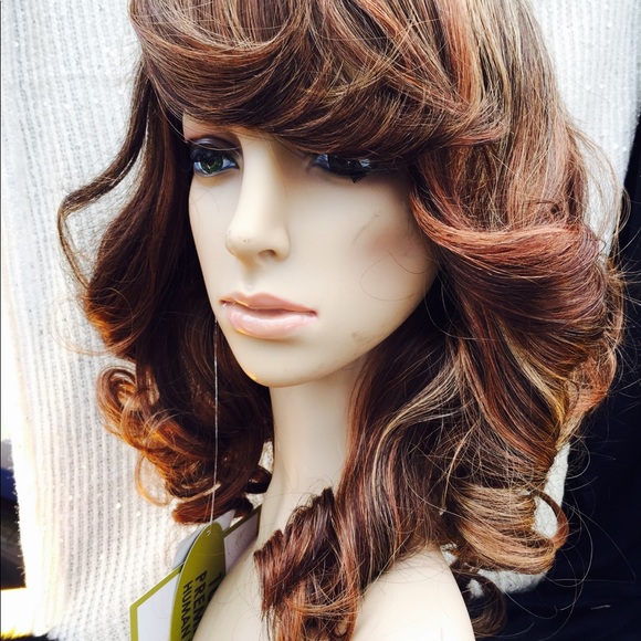 Human hair Wig Brown with highlights main image 6